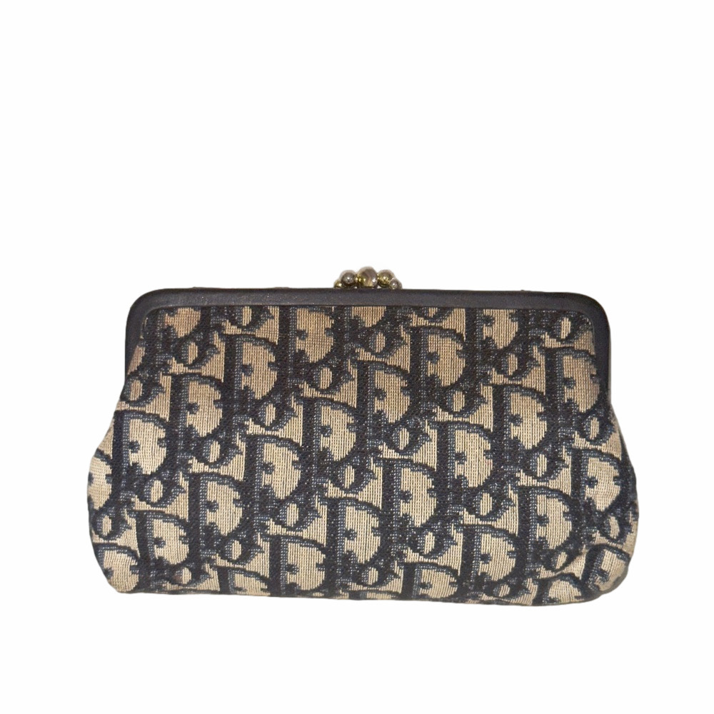 Vintage Dior Navy Trotter Kisslock Wallet Pouch